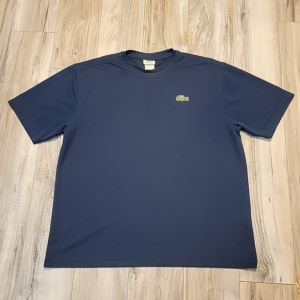 Lacoste Sport Shirt Mens 6 Navy Blue Logo Crewneck Pullover Casual